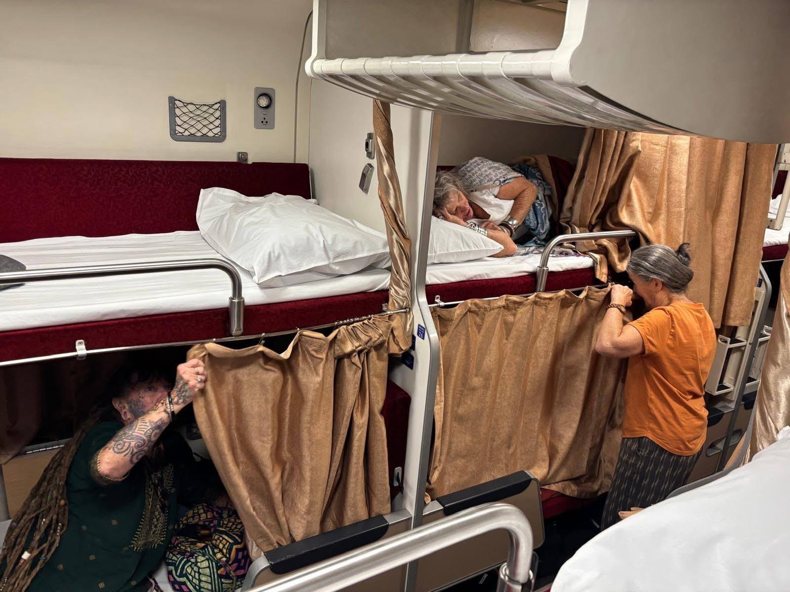 Sunrise through the window of the overnight sleeper train to Nong Khai
